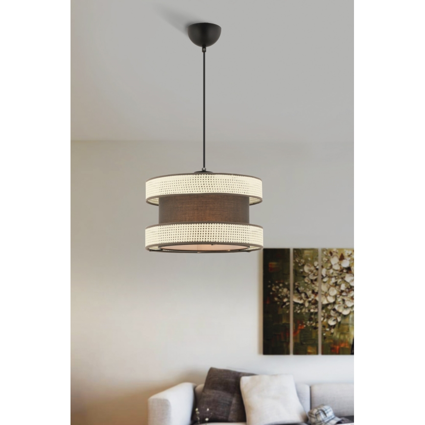 Suspension sur câble HALO 1xE27/60W/230V marron/crème