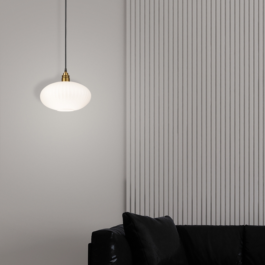 Suspension sur câble HECTOR 1xE27/15W/230V blanc/laiton diam. 30 cm