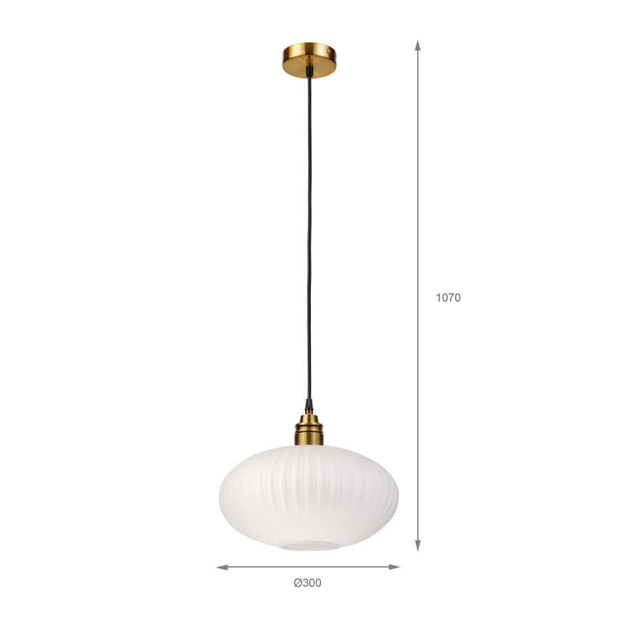 Suspension sur câble HECTOR 1xE27/15W/230V blanc/laiton diam. 30 cm
