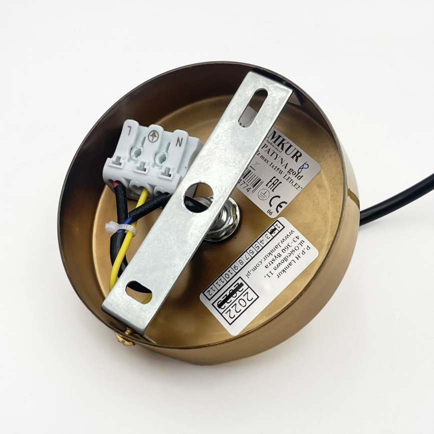 Suspension sur câble HECTOR 1xE27/15W/230V blanc/laiton Ø 14 cm