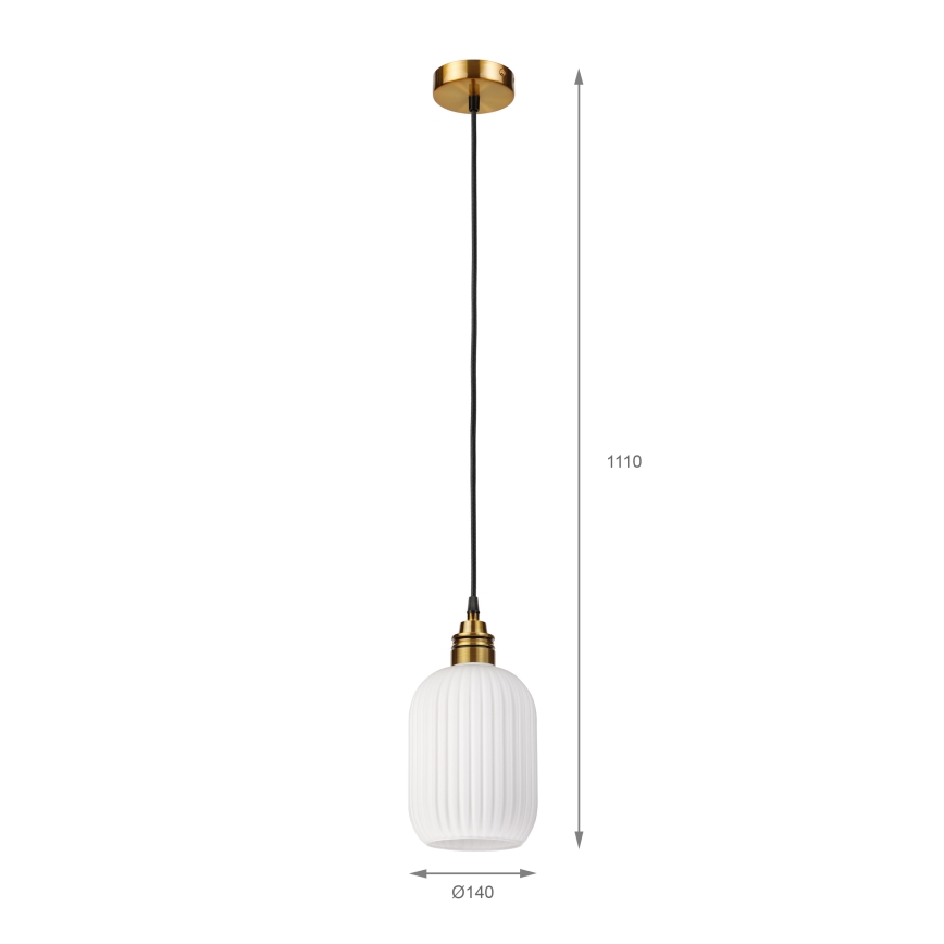 Suspension sur câble HECTOR 1xE27/15W/230V blanc/laiton Ø 14 cm