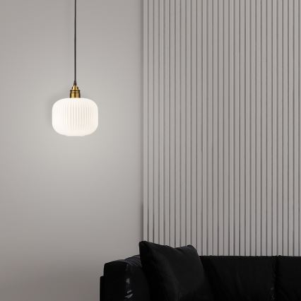 Suspension sur câble HECTOR 1xE27/15W/230V blanc/laiton Ø 20 cm