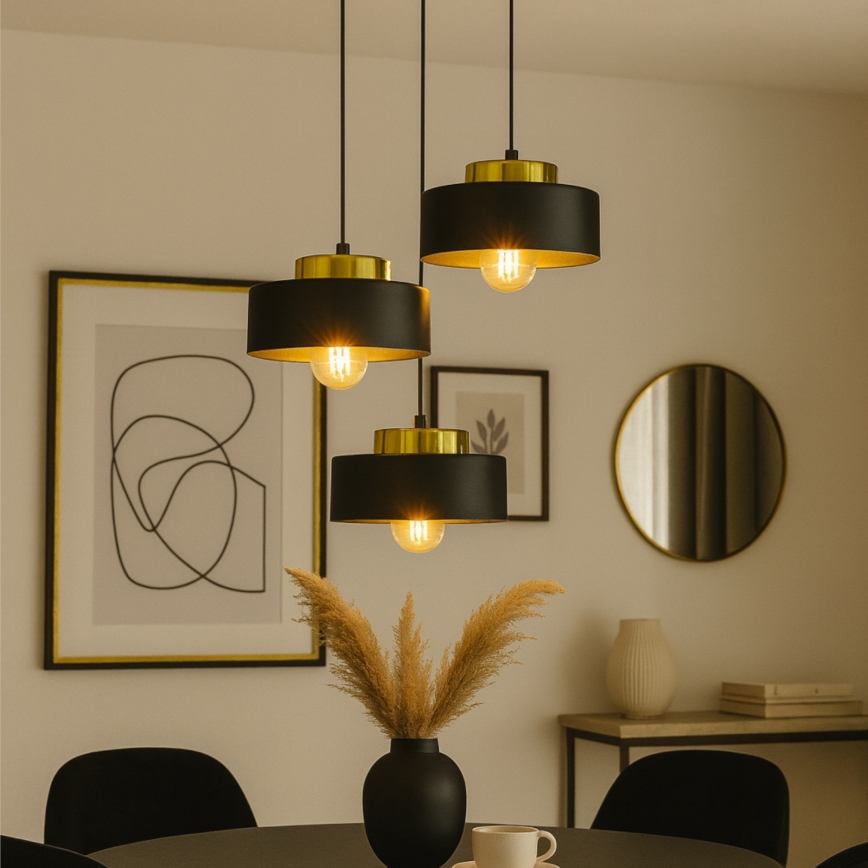 Suspension sur câble IGNIA 3xE27/60W/230V noire