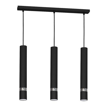 Suspension sur câble JOKER 3xGU10/25W/230V noir/chrome brillant