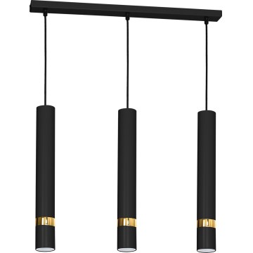 Suspension sur câble JOKER 3xGU10/25W/230V noir/doré