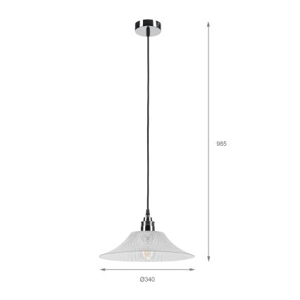Suspension sur câble JULL 1xE27/15W/230V chrome brillant/transparent