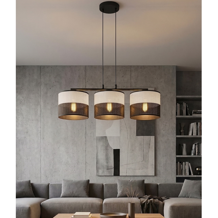 Suspension sur câble KARBON 3xE27/15W/230V noir/gris