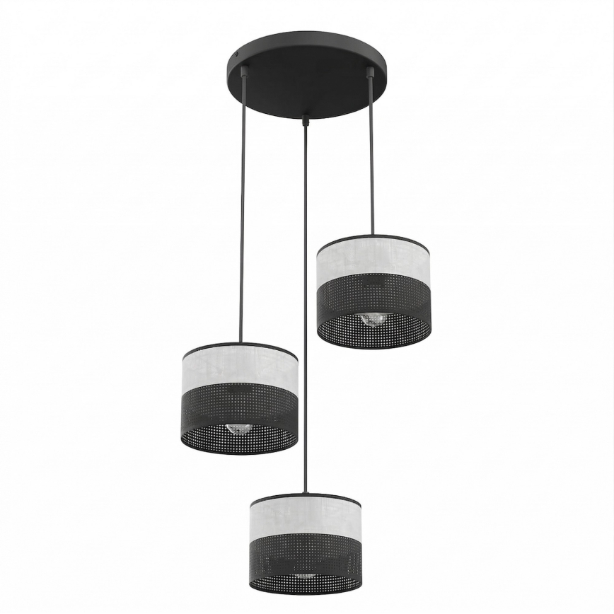 Suspension sur câble KARBON 3xE27/15W/230V noir/gris