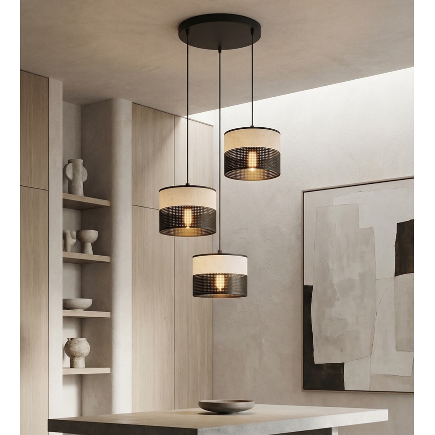 Suspension sur câble KARBON 3xE27/15W/230V noir/gris