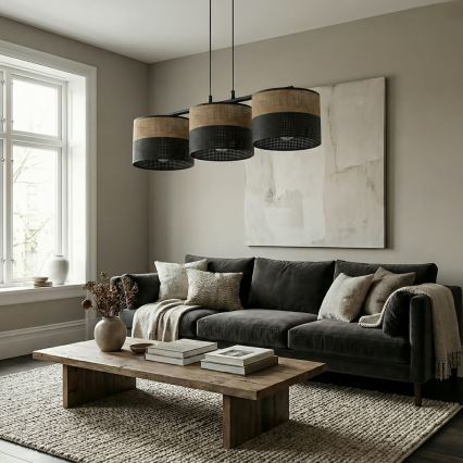 Suspension sur câble KARBON 3xE27/15W/230V noir/marron