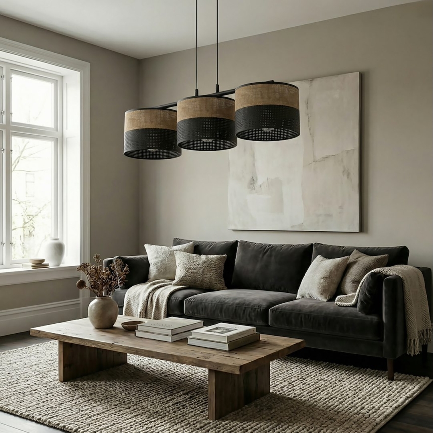 Suspension sur câble KARBON 3xE27/15W/230V noir/marron