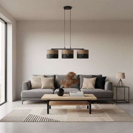 Suspension sur câble KARBON 3xE27/15W/230V noir/marron