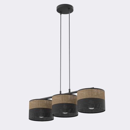 Suspension sur câble KARBON 3xE27/15W/230V noir/marron