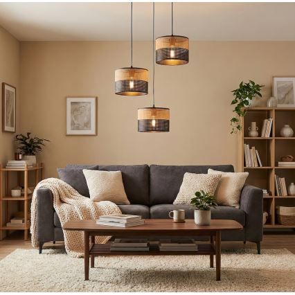 Suspension sur câble KARBON 3xE27/15W/230V noir/marron