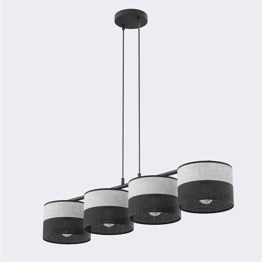 Suspension sur câble KARBON 4xE27/15W/230V noir/gris