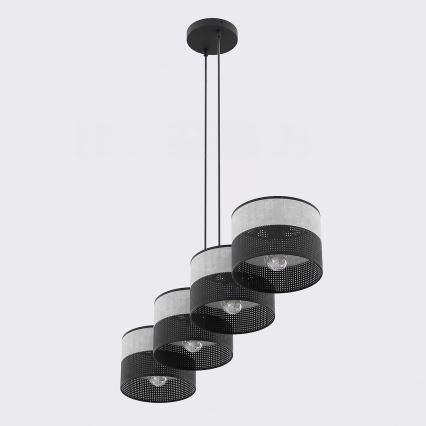 Suspension sur câble KARBON 4xE27/15W/230V noir/gris