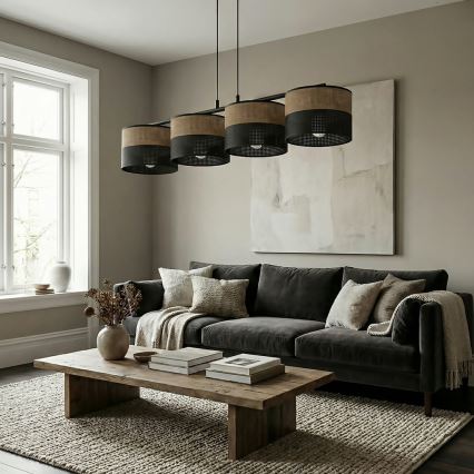 Suspension sur câble KARBON 4xE27/15W/230V noir/marron