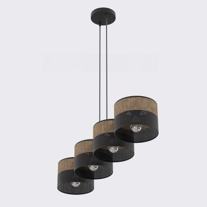 Suspension sur câble KARBON 4xE27/15W/230V noir/marron