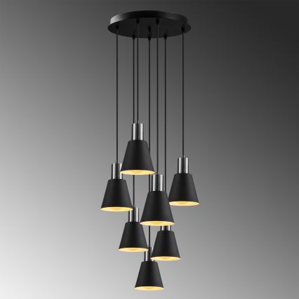 Suspension sur câble KEM 7xE27/40W/230V noire