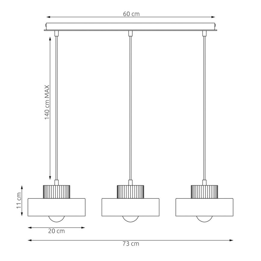 Suspension sur câble KIVI 3xE27/15W/230V beige