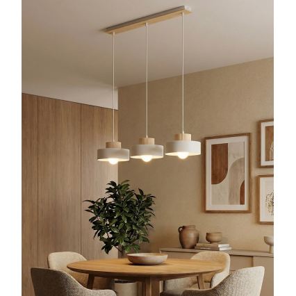 Suspension sur câble KIVI 3xE27/15W/230V blanche