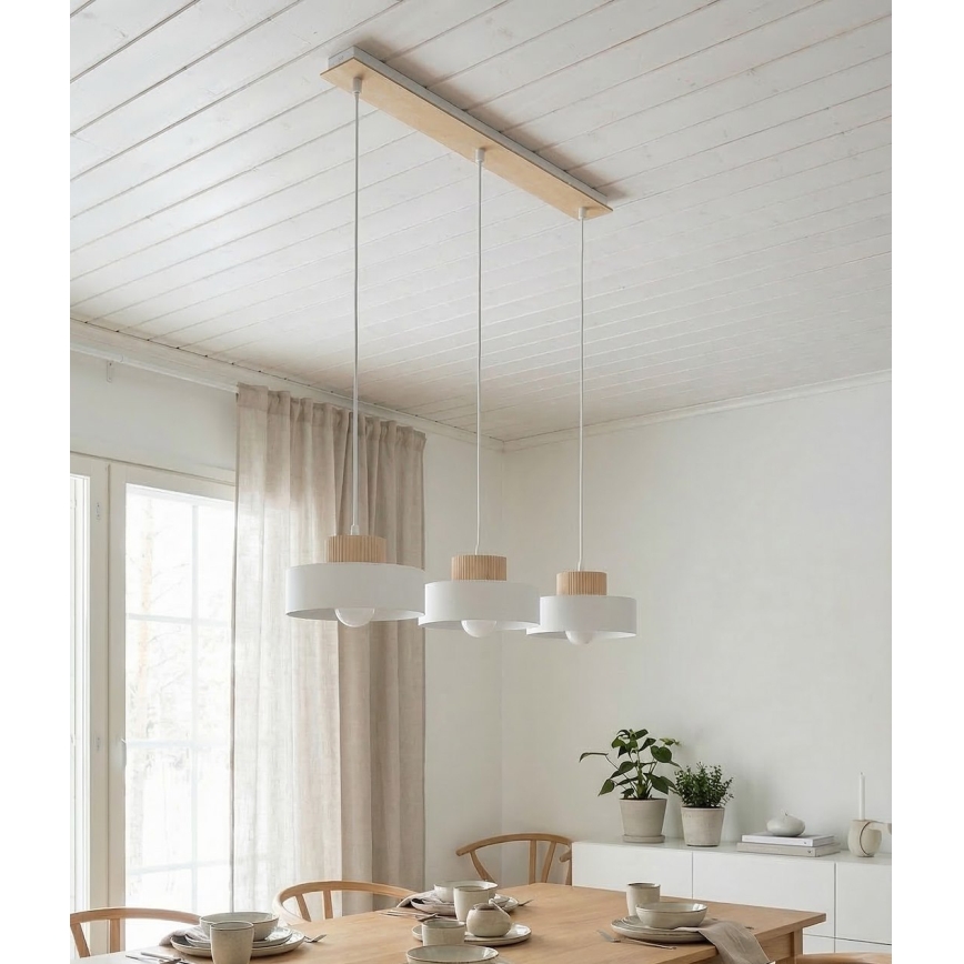 Suspension sur câble KIVI 3xE27/15W/230V blanche