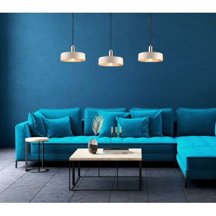 Suspension sur câble LATTE 3xE27/60W/230V beige/noir/doré