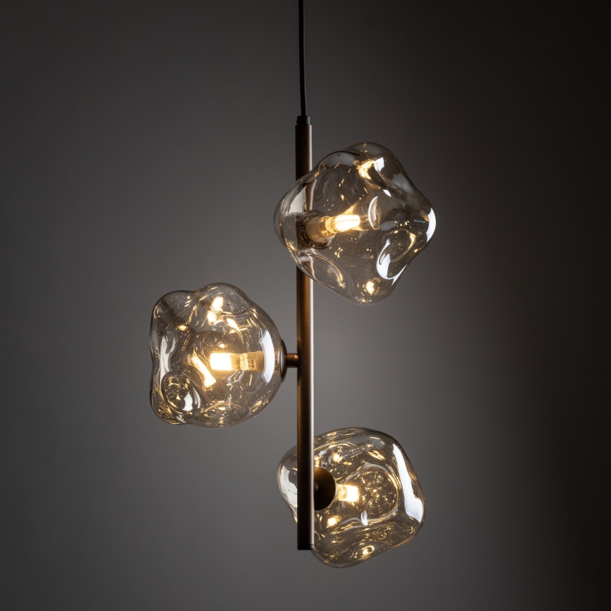 Suspension sur câble LAVA 3xG9/8W/230V bronze / beige fumé