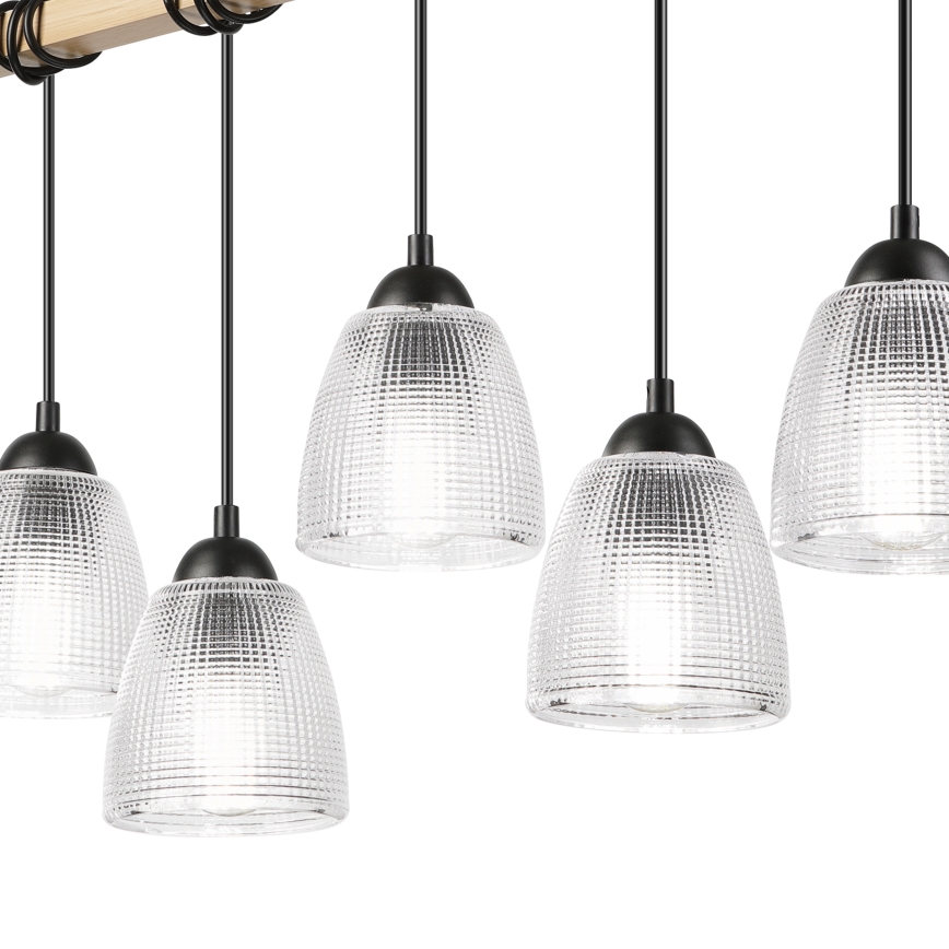 Suspension sur câble LEANDRA 5xE27/15W/230V chêne/noir