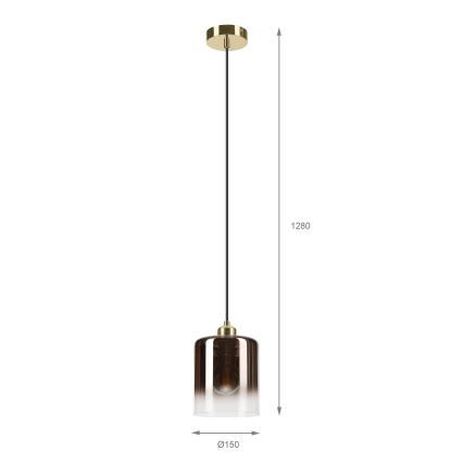 Suspension sur câble LIAH 1xE27/15W/230V doré/marron fumé
