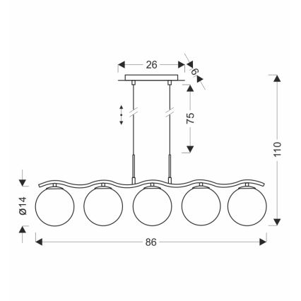 Suspension sur câble LUMOS 5xG9/20W/230V noir fumé