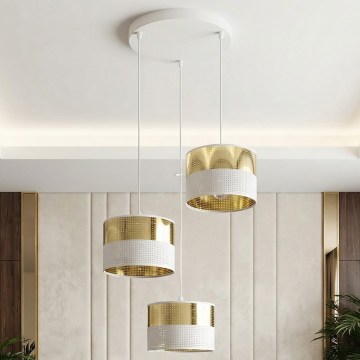 Suspension sur câble LUX 3xE27/15W/230V blanc/doré