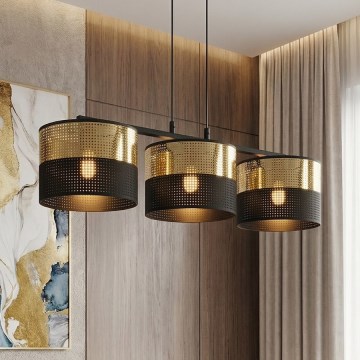 Suspension sur câble LUX 3xE27/15W/230V noir/doré