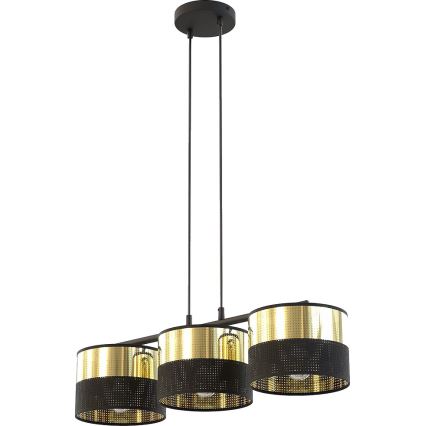 Suspension sur câble LUX 3xE27/15W/230V noir/doré