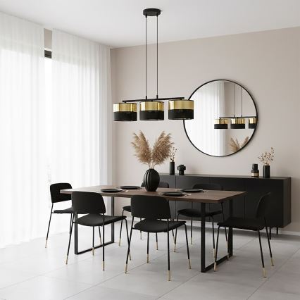 Suspension sur câble LUX 3xE27/15W/230V noir/doré