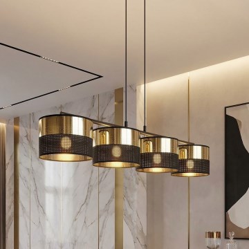 Suspension sur câble LUX 4xE27/15W/230V noir/doré