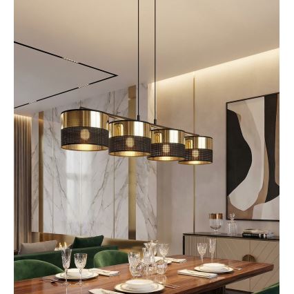 Suspension sur câble LUX 4xE27/15W/230V noir/doré