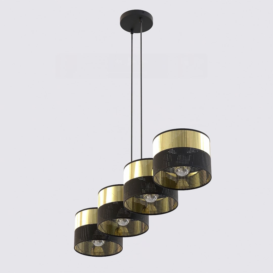 Suspension sur câble LUX 4xE27/15W/230V noir/doré