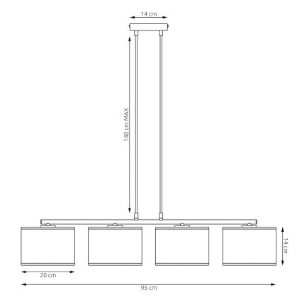 Suspension sur câble LUX 4xE27/15W/230V noir/doré