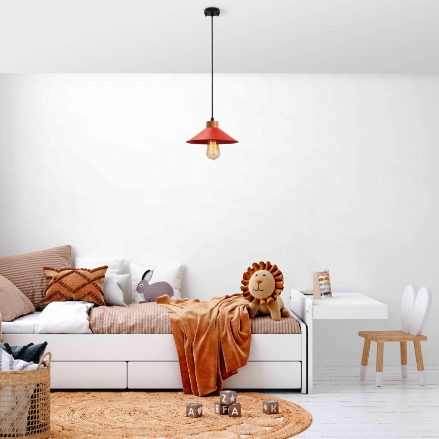 Suspension sur câble MANAVGAT 1xE27/40W/230V rouge/marron