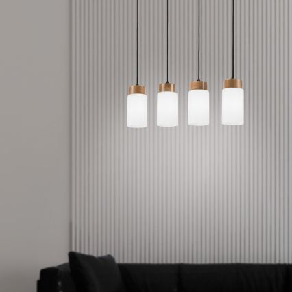 Suspension sur câble MARKUS 4xE27/15W/230V noire/chêne