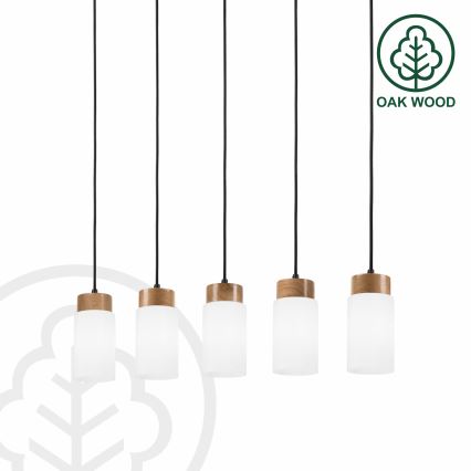 Suspension sur câble MARKUS 5xE27/15W/230V noir/chêne