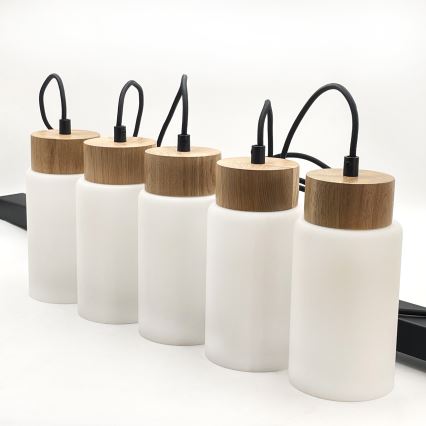 Suspension sur câble MARKUS 5xE27/15W/230V noir/chêne