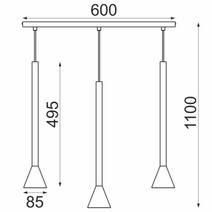 Suspension sur câble MAZZO 3xGU10/8W/230V noire