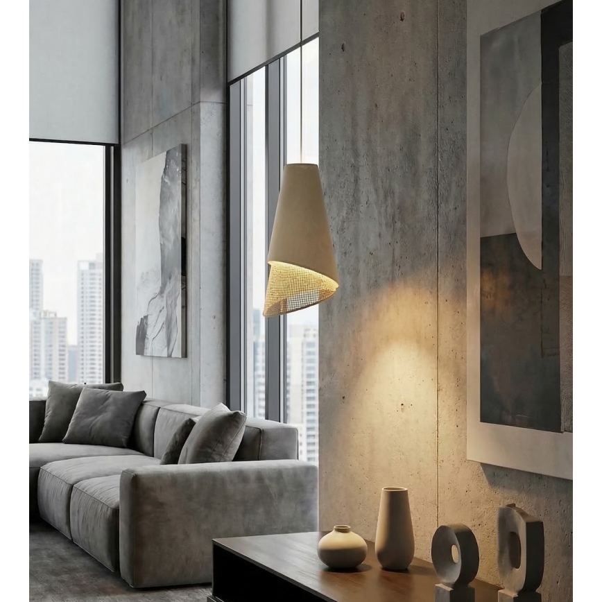 Suspension sur câble MODA 1xE27/15W/230V beige/rotin