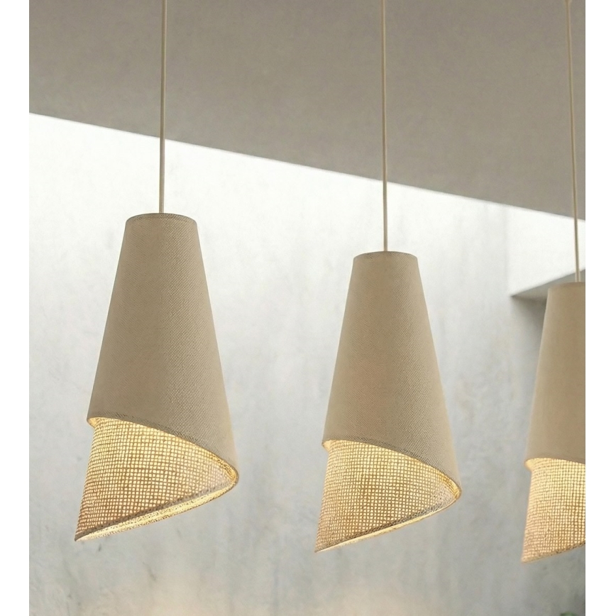 Suspension sur câble MODA 3xE27/15W/230V beige/rotin