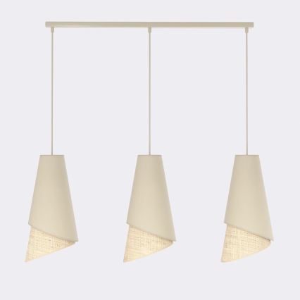 Suspension sur câble MODA 3xE27/15W/230V beige/rotin