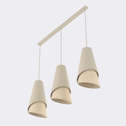 Suspension sur câble MODA 3xE27/15W/230V beige/rotin