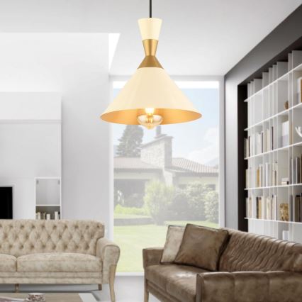 Suspension sur câble MONZA 1xE27/40W/230V Ø 25 cm crème/doré