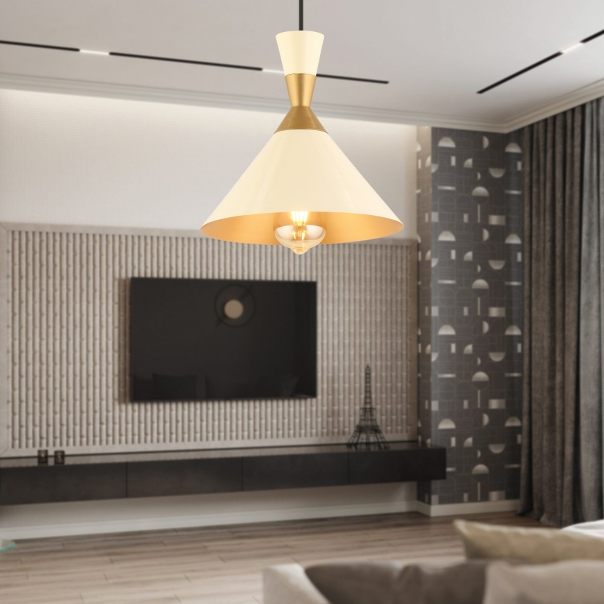 Suspension sur câble MONZA 1xE27/40W/230V Ø 25 cm crème/doré